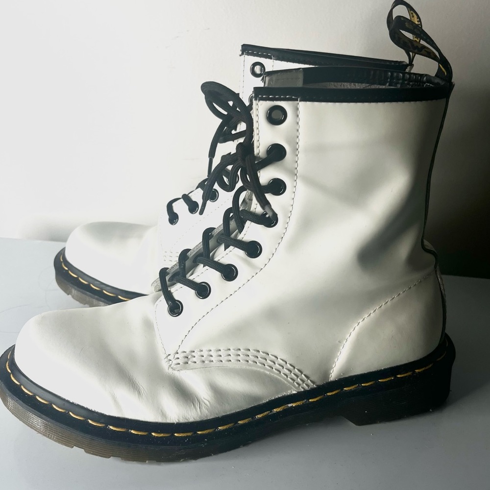 Authentic Cream Dr. Martens Combat Boots